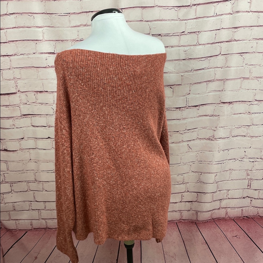 Treasure & Bond Off-Shoulder Sweater in Rich Rust - Picture 3 of 5